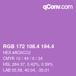 カラーコード: RGB 172 108.4 194.4 | qconv.com