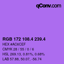 カラーコード: RGB 172 108.4 239.4 | qconv.com