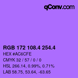 カラーコード: RGB 172 108.4 254.4 | qconv.com