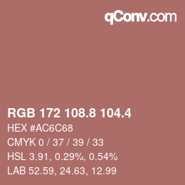 カラーコード: RGB 172 108.8 104.4 | qconv.com