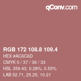 カラーコード: RGB 172 108.8 109.4 | qconv.com
