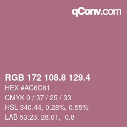 カラーコード: RGB 172 108.8 129.4 | qconv.com