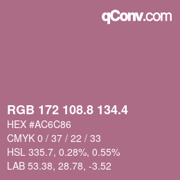 カラーコード: RGB 172 108.8 134.4 | qconv.com