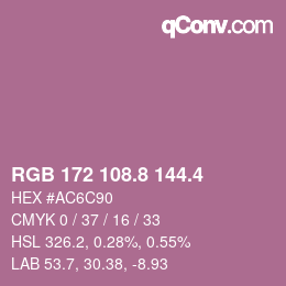 カラーコード: RGB 172 108.8 144.4 | qconv.com