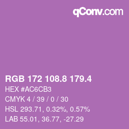 カラーコード: RGB 172 108.8 179.4 | qconv.com