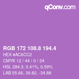 カラーコード: RGB 172 108.8 194.4 | qconv.com