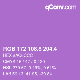 カラーコード: RGB 172 108.8 204.4 | qconv.com