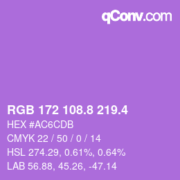 カラーコード: RGB 172 108.8 219.4 | qconv.com
