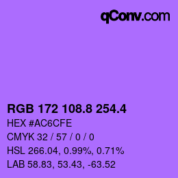 カラーコード: RGB 172 108.8 254.4 | qconv.com
