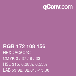 カラーコード: RGB 172 108 156 | qconv.com