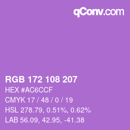 Color code: RGB 172 108 207 | qconv.com