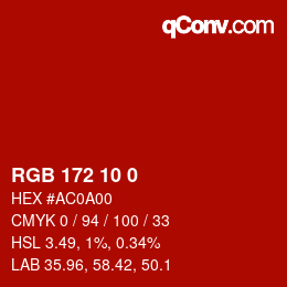 Color code: RGB 172 10 0 | qconv.com