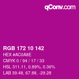 Color code: RGB 172 10 142 | qconv.com