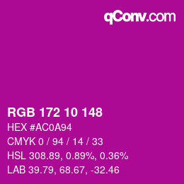 カラーコード: RGB 172 10 148 | qconv.com
