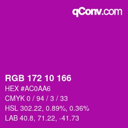 Color code: RGB 172 10 166 | qconv.com