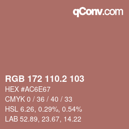 カラーコード: RGB 172 110.2 103 | qconv.com