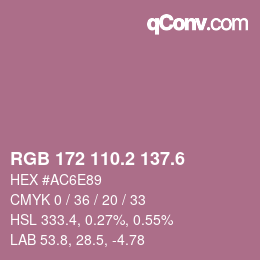 カラーコード: RGB 172 110.2 137.6 | qconv.com