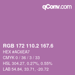 カラーコード: RGB 172 110.2 167.6 | qconv.com