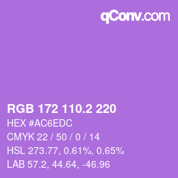 カラーコード: RGB 172 110.2 220 | qconv.com