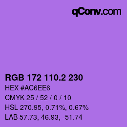 カラーコード: RGB 172 110.2 230 | qconv.com