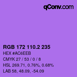 カラーコード: RGB 172 110.2 235 | qconv.com