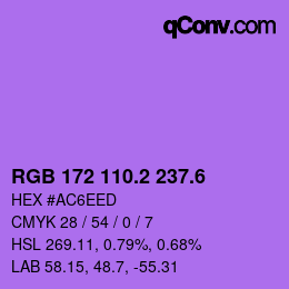 カラーコード: RGB 172 110.2 237.6 | qconv.com