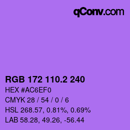 カラーコード: RGB 172 110.2 240 | qconv.com