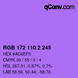カラーコード: RGB 172 110.2 245 | qconv.com