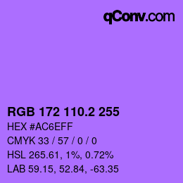カラーコード: RGB 172 110.2 255 | qconv.com