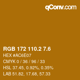 カラーコード: RGB 172 110.2 7.6 | qconv.com