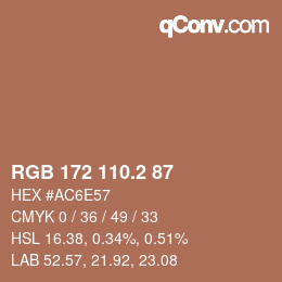カラーコード: RGB 172 110.2 87 | qconv.com