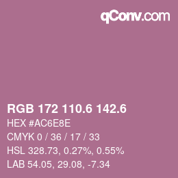 カラーコード: RGB 172 110.6 142.6 | qconv.com
