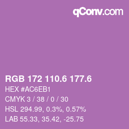 カラーコード: RGB 172 110.6 177.6 | qconv.com
