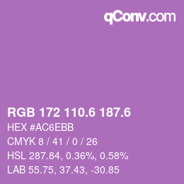 カラーコード: RGB 172 110.6 187.6 | qconv.com