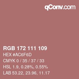 颜色代码: RGB 172 111 109 | qconv.com