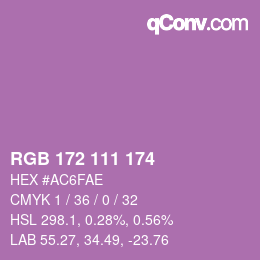 カラーコード: RGB 172 111 174 | qconv.com