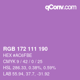 Código de color: RGB 172 111 190 | qconv.com
