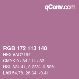 Color code: RGB 172 113 148 | qconv.com