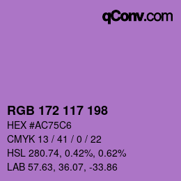 Color code: RGB 172 117 198 | qconv.com