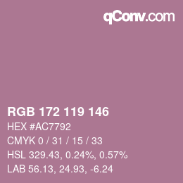 Farbcode: RGB 172 119 146 | qconv.com