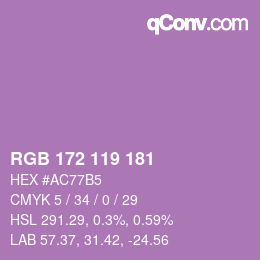 カラーコード: RGB 172 119 181 | qconv.com