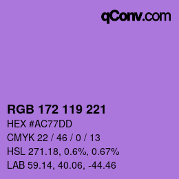 カラーコード: RGB 172 119 221 | qconv.com