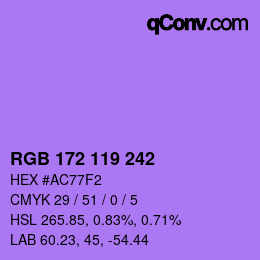 カラーコード: RGB 172 119 242 | qconv.com