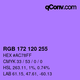 カラーコード: RGB 172 120 255 | qconv.com