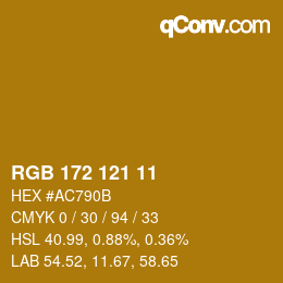 颜色代码: RGB 172 121 11 | qconv.com