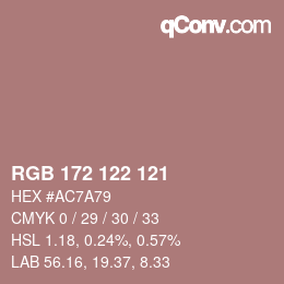颜色代码: RGB 172 122 121 | qconv.com