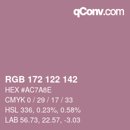 Color code: RGB 172 122 142 | qconv.com