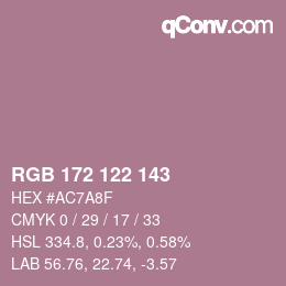カラーコード: RGB 172 122 143 | qconv.com