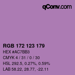 Color code: RGB 172 123 179 | qconv.com