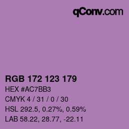 Color code: RGB 172 123 179 | qconv.com